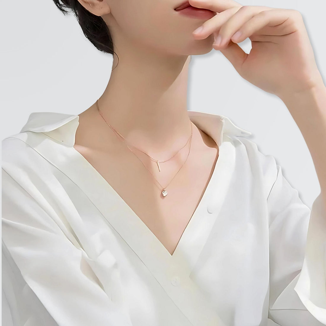 Scintillating Solitaire & Bar Layered Necklace