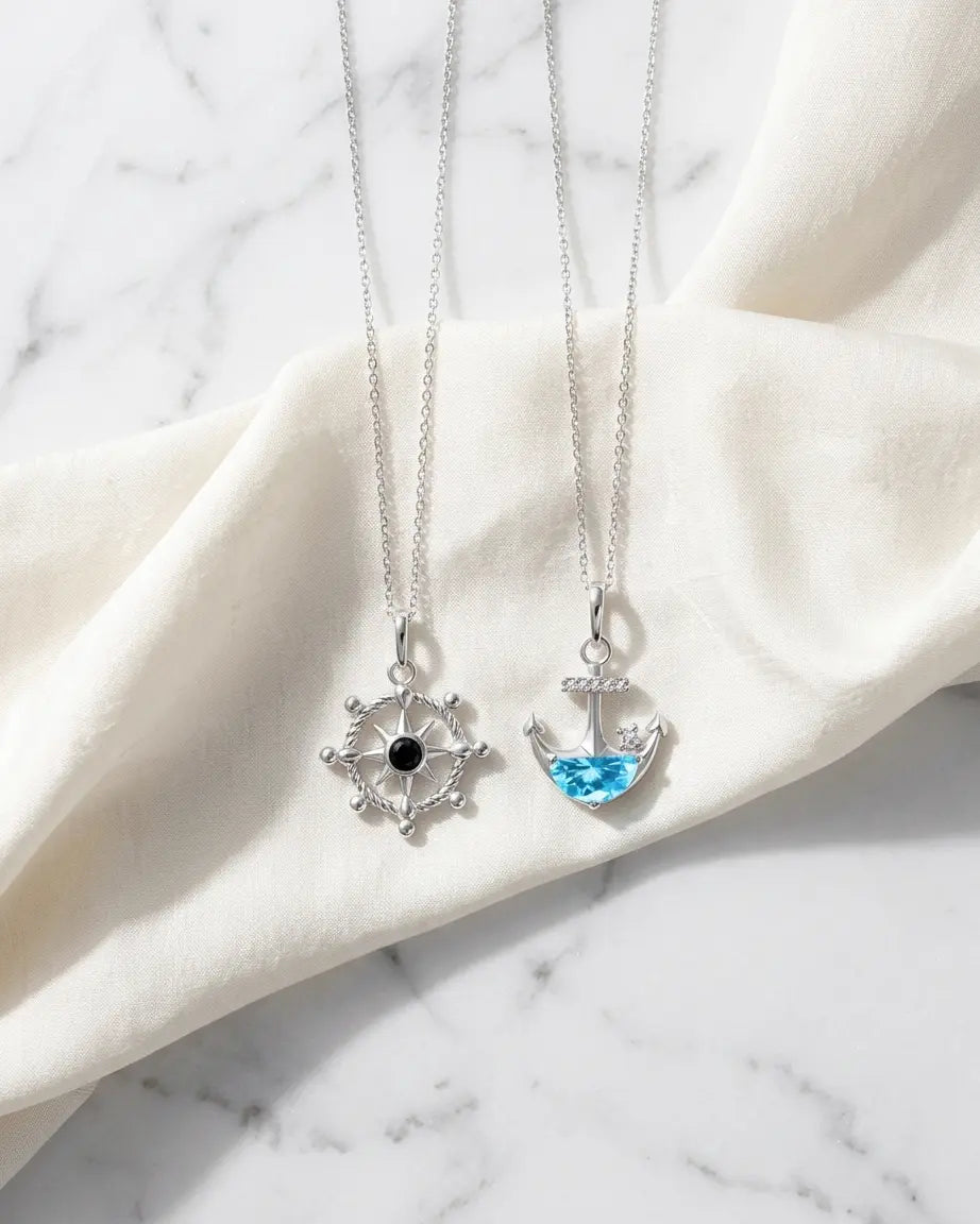 Adrift In Dreams Couple Necklace - Silver Necklace by BLINGLANE