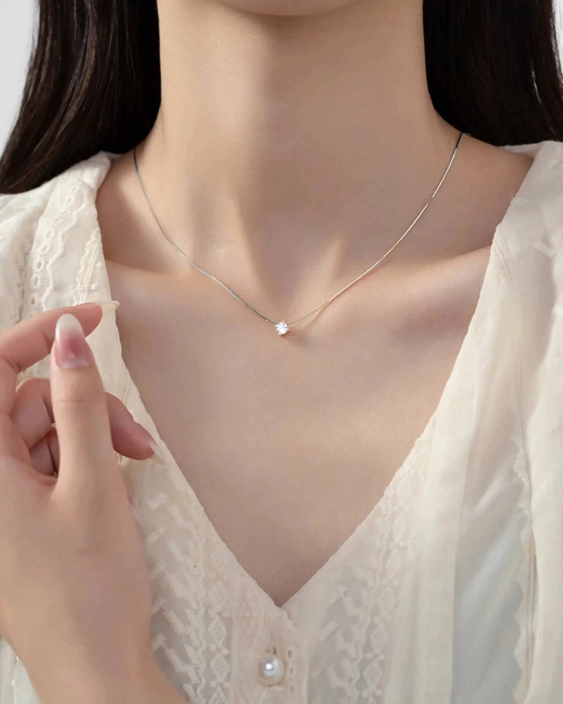 Aurique Elegance Necklace - Silver Necklace by BLINGLANE
