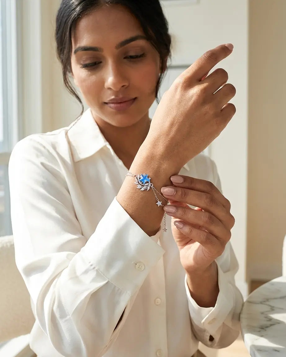 Azure Star Blush Bracelet - Silver Bracelet by BLINGLANE