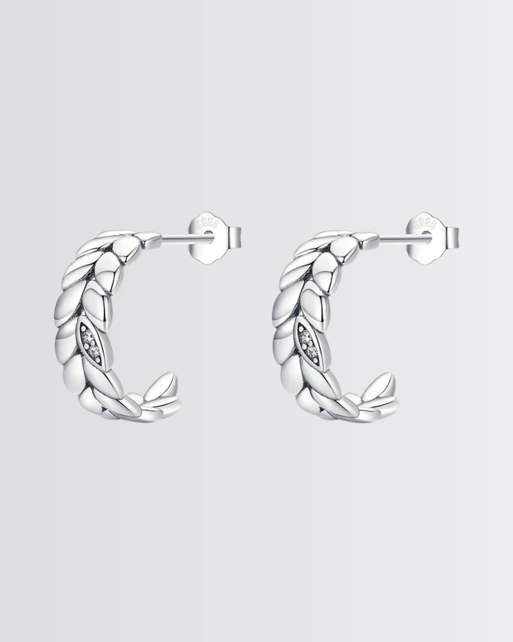 BeLeaf In Yourself Hoops - Silver Earrings by BLINGLANE