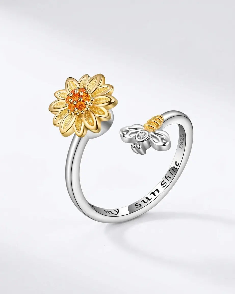 Bee Kind Bloom Bright Spinner Ring - Silver Ring by BLINGLANE