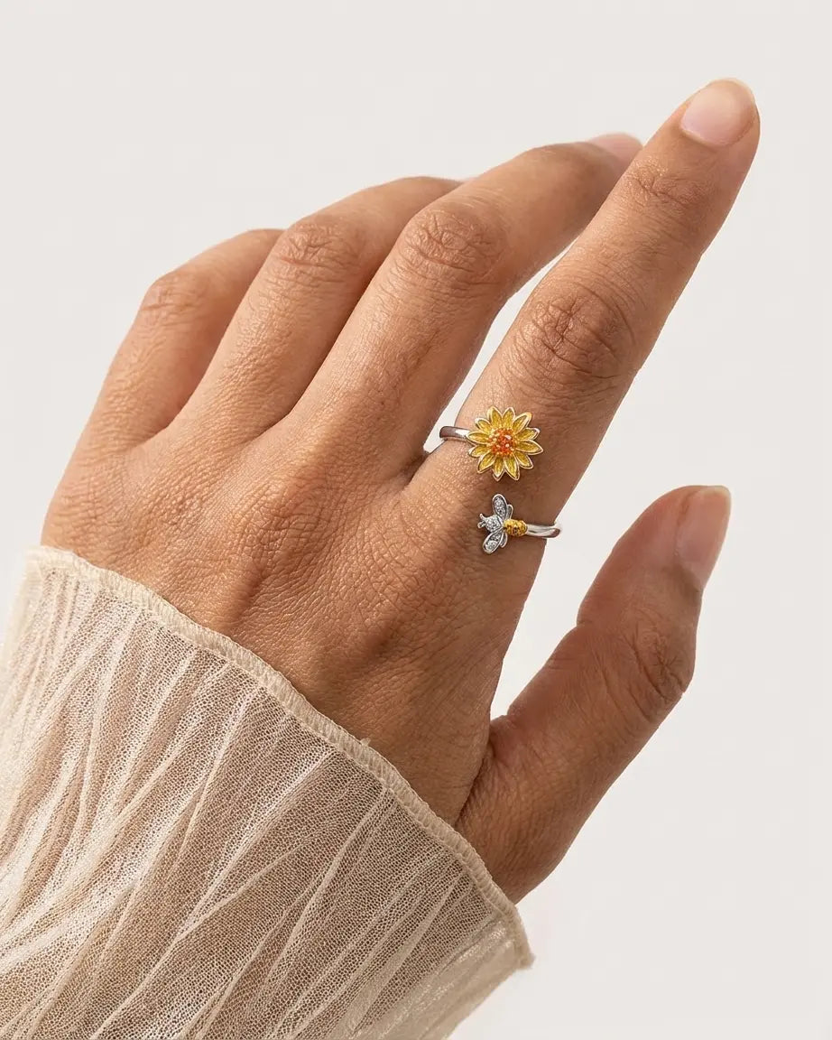Bee Kind Bloom Bright Spinner Ring - Silver Ring by BLINGLANE