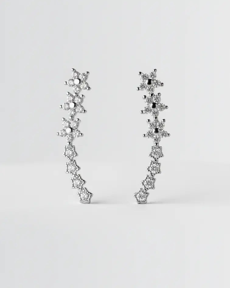 Bloom Line Earrings - Silver Earrings by BLINGLANE