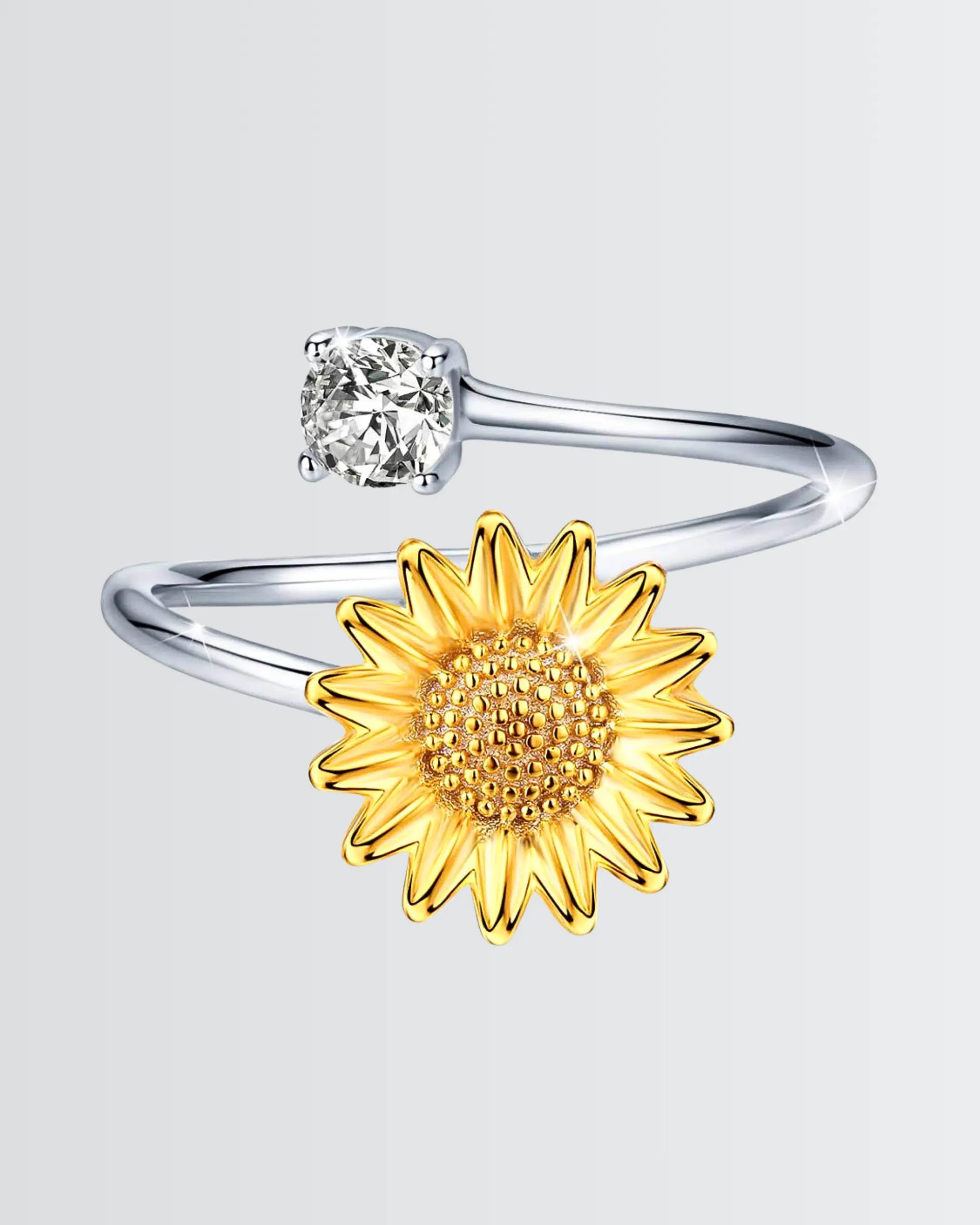 Blooming Sunflower Ring - Silver Ring by BLINGLANE