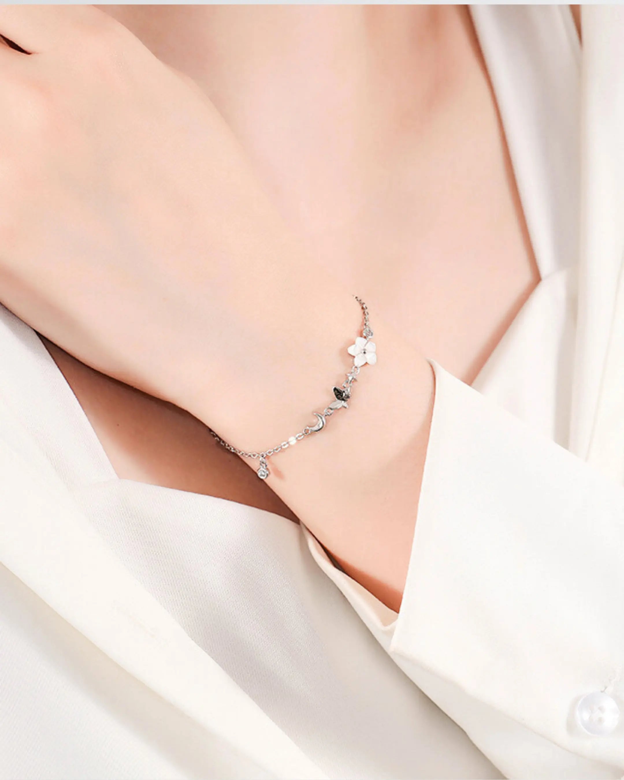 Born To Blossom Bracelet - Silver Bracelet by BLINGLANE