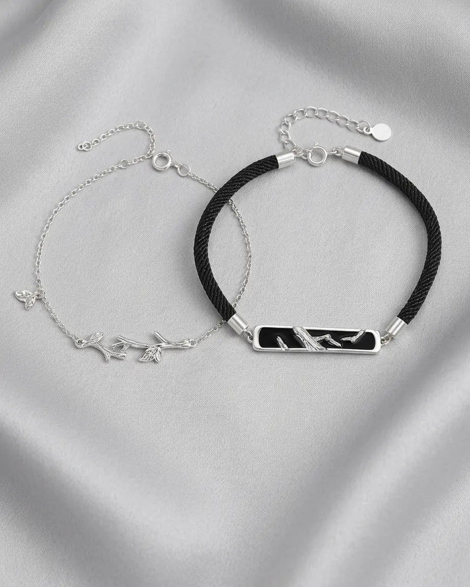 Branching Together Couple Bracelet - Silver Bracelet by BLINGLANE