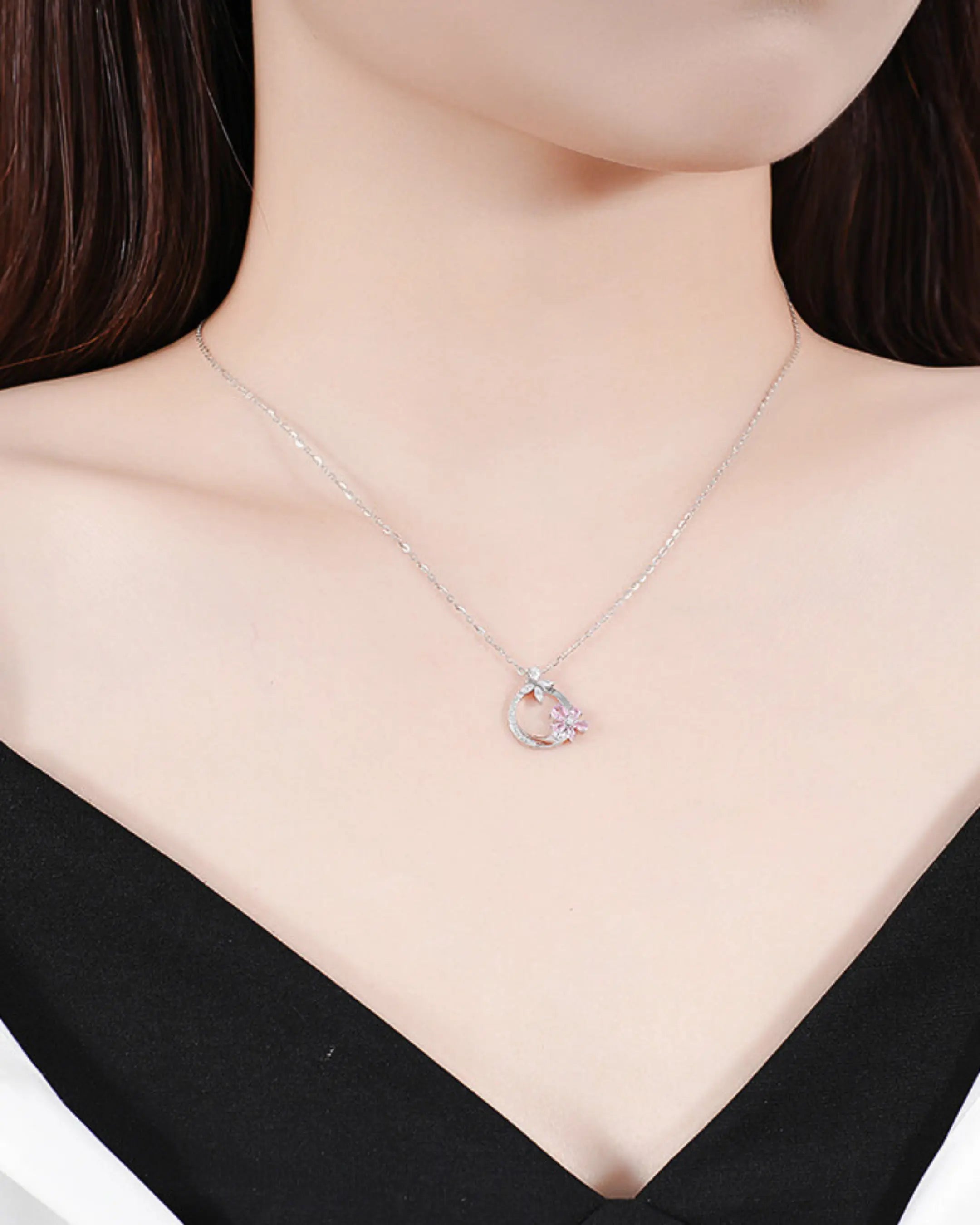 Butterfly Bloom Sparkle Necklace - Silver Necklace by BLINGLANE