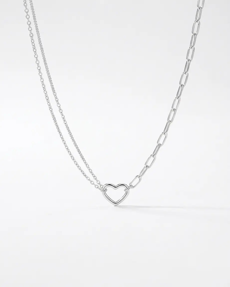 Charmed by Your Heart Necklace - Silver Necklace by BLINGLANE