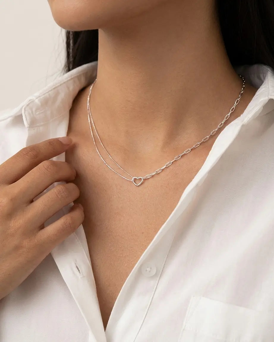 Charmed by Your Heart Necklace - Silver Necklace by BLINGLANE