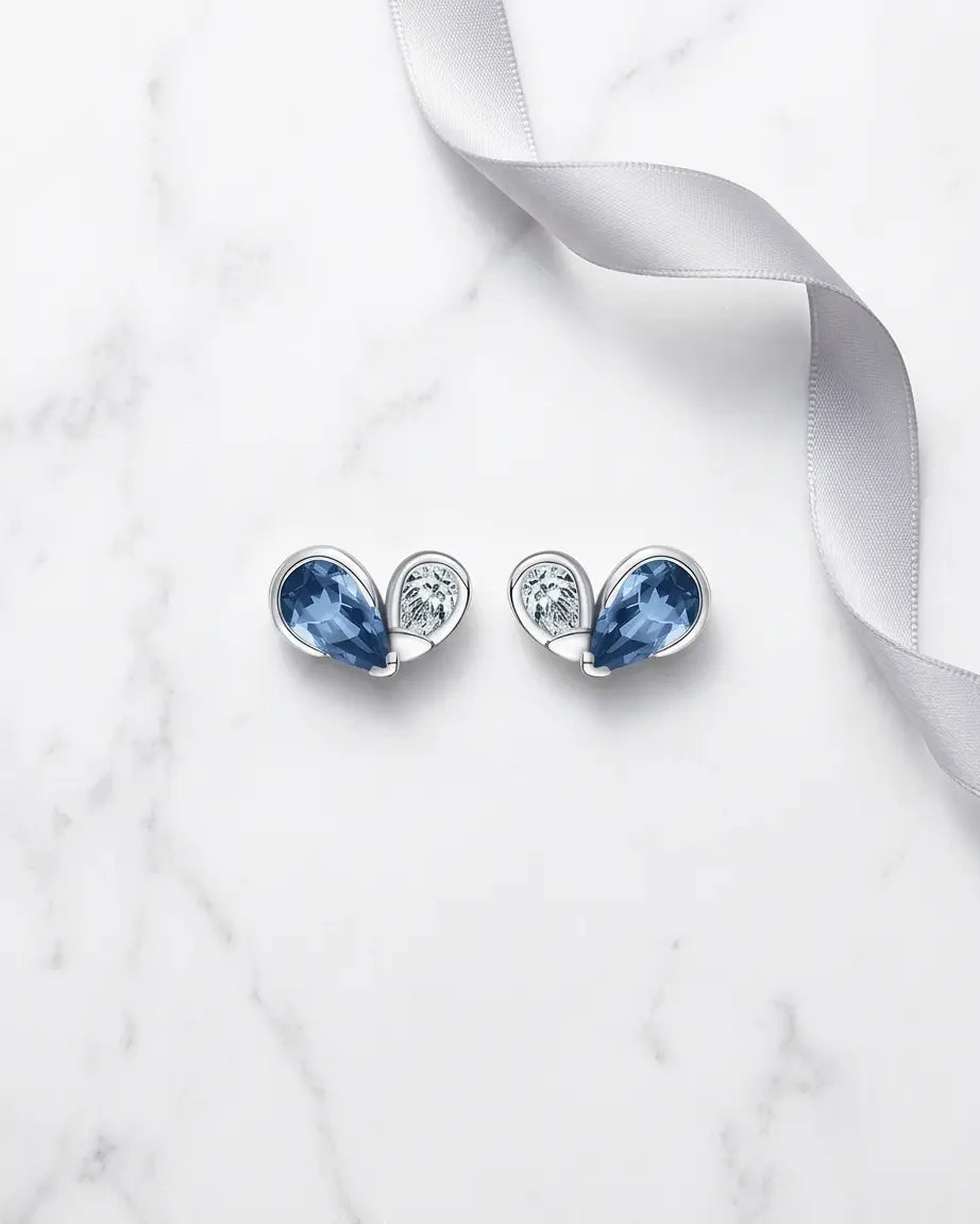Cutesy Love Studs - Silver Earrings by BLINGLANE