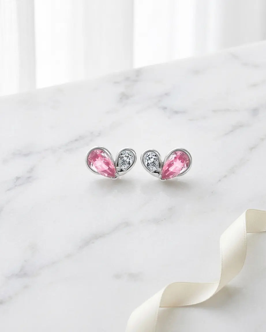 Cutesy Love Studs - Silver Earrings by BLINGLANE