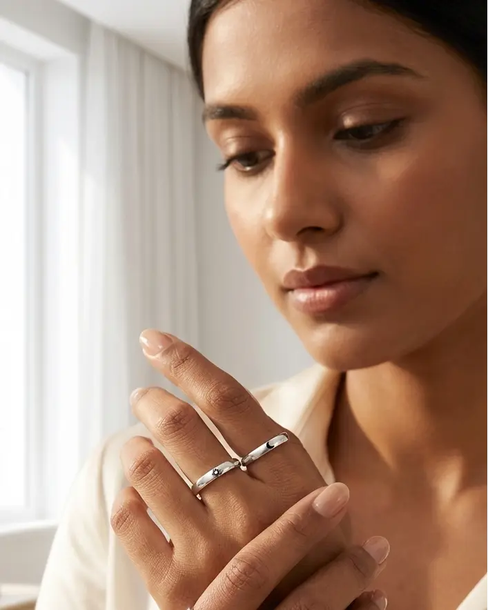Dawn To Dusk You Are Mine Love Bands - Silver Rings by BLINGLANE