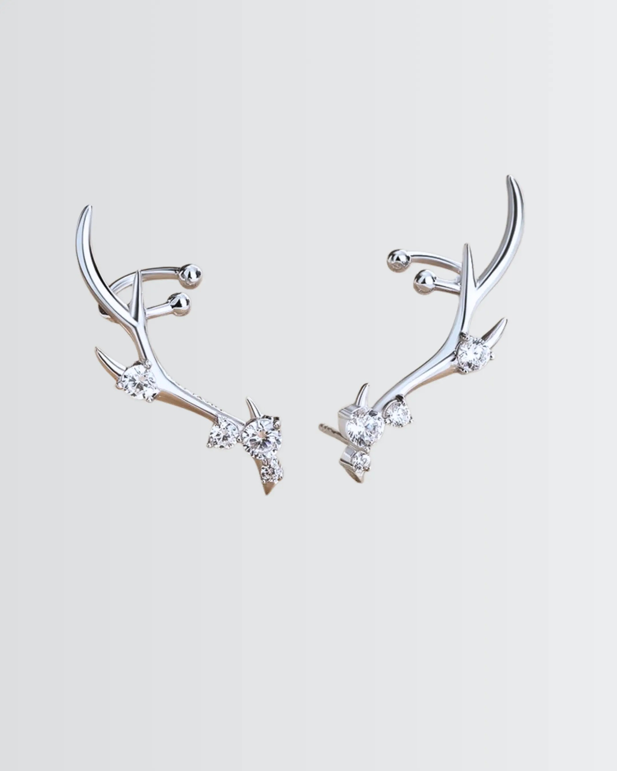 Fierce Antlers Elite Earcuffs - Silver Earrings by BLINGLANE