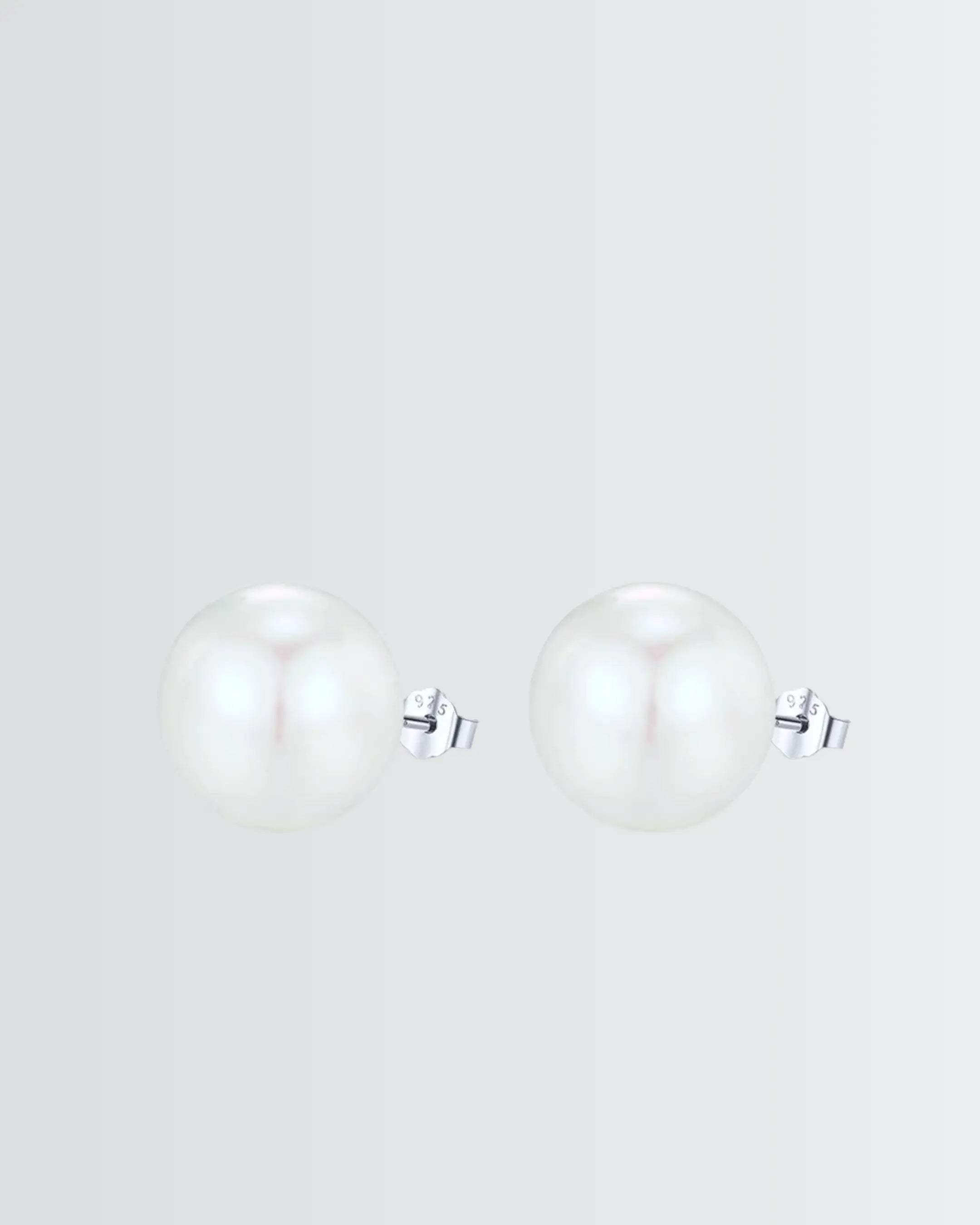 Gleaming Pearl Studs - Silver Earrings by BLINGLANE