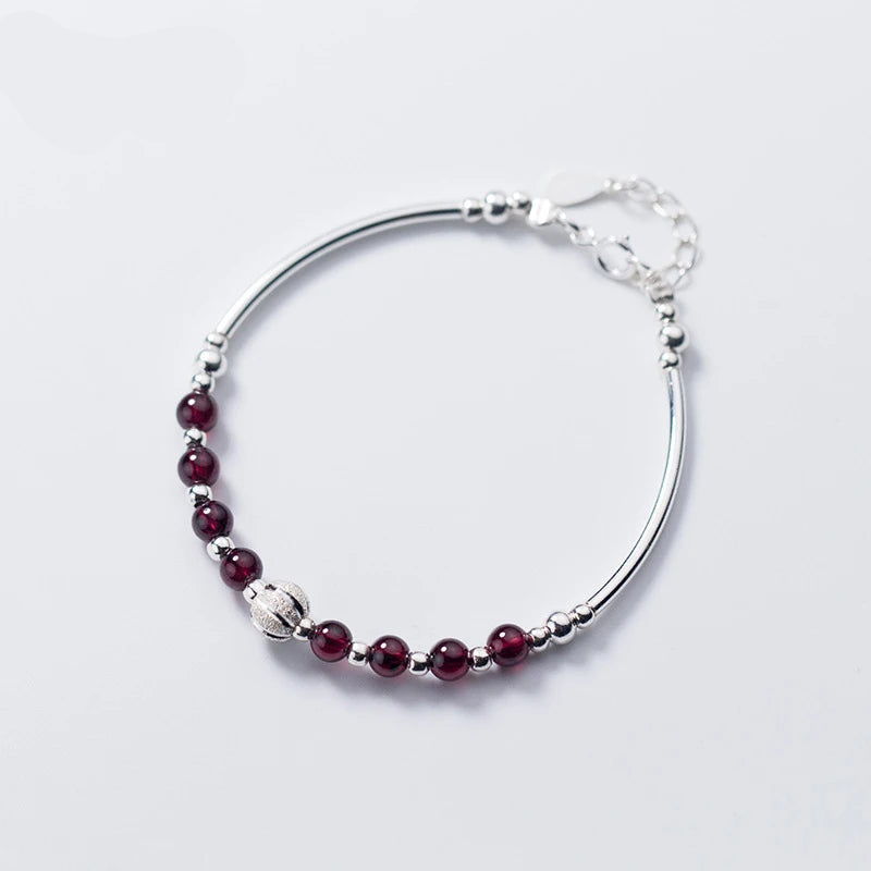 Lustrous Garnet Beads Bracelet