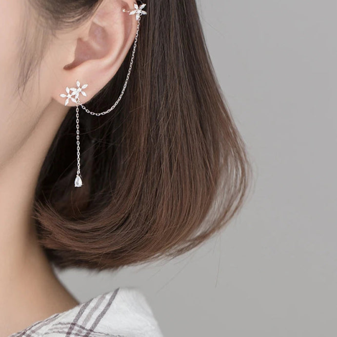 Glamorous Floral Cuff Earrings