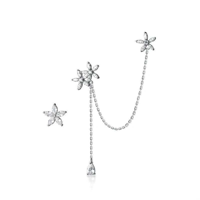 Glamorous Floral Cuff Earrings