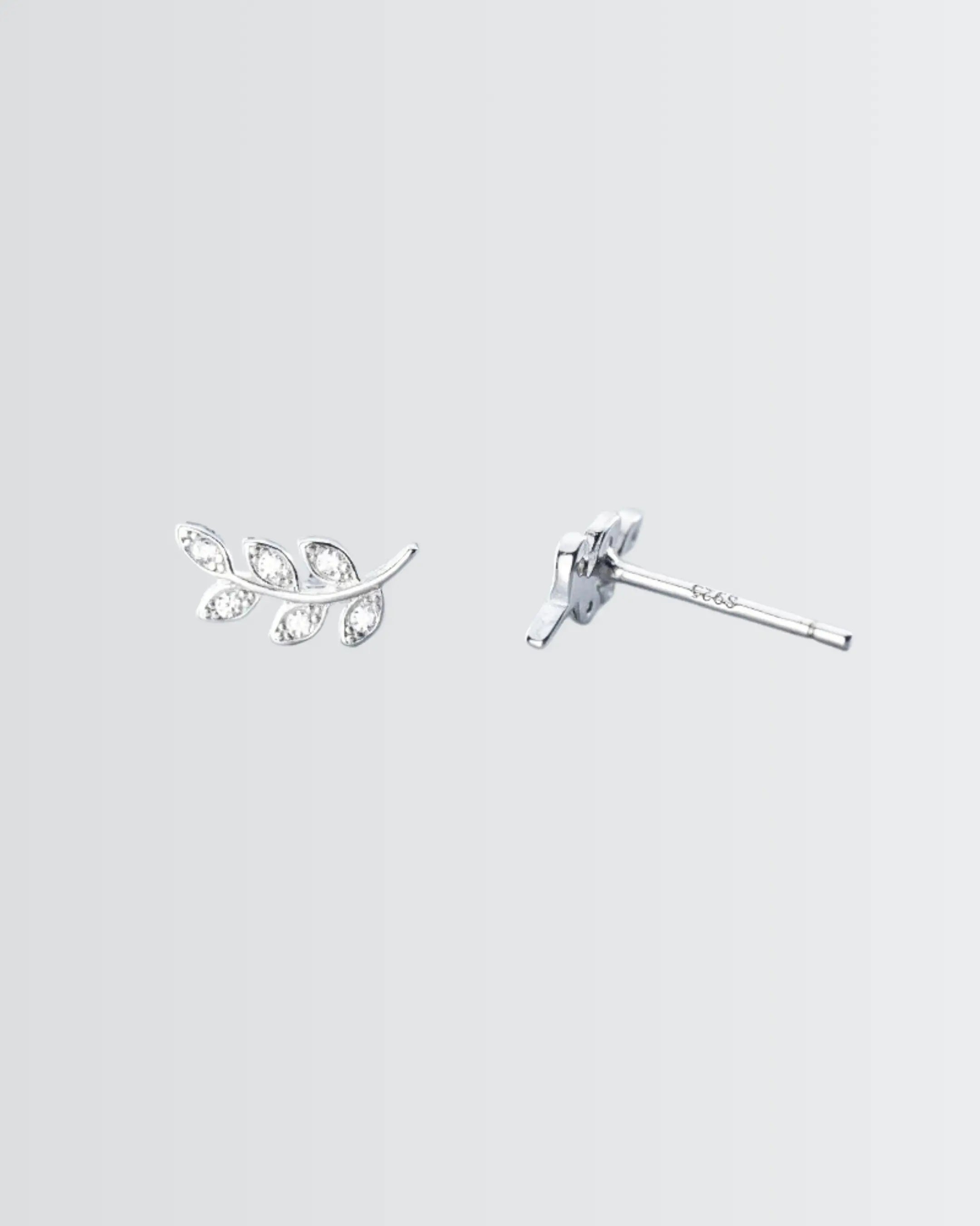 Leaflet Minimal Studs - Silver Earrings by BLINGLANE