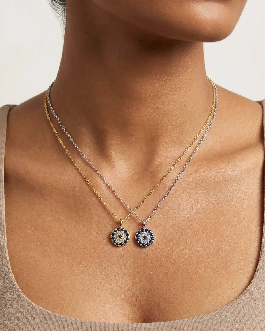 Mere Evil Eye Minimal Necklace - Silver Necklace by BLINGLANE