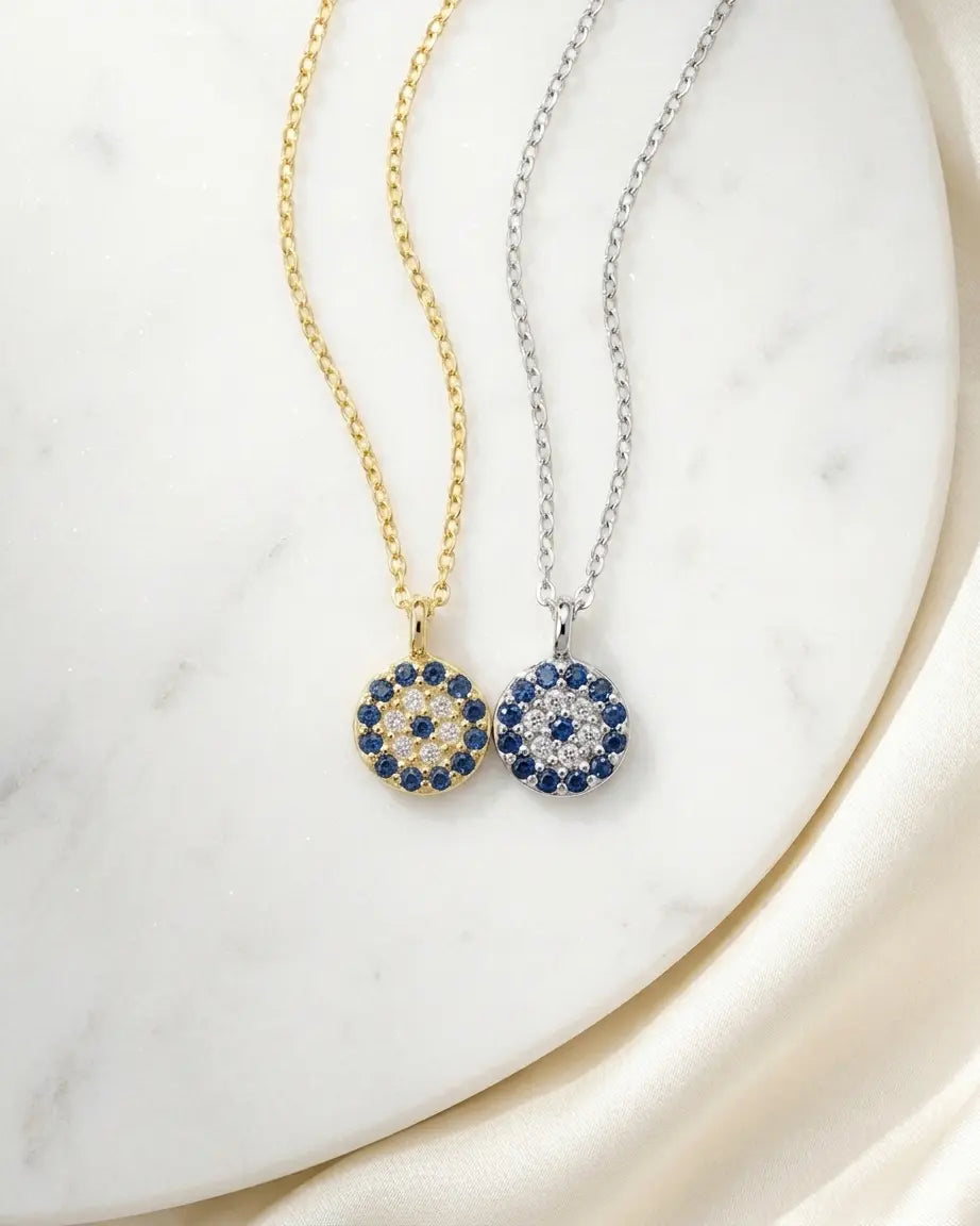 Mere Evil Eye Minimal Necklace - Silver Necklace by BLINGLANE