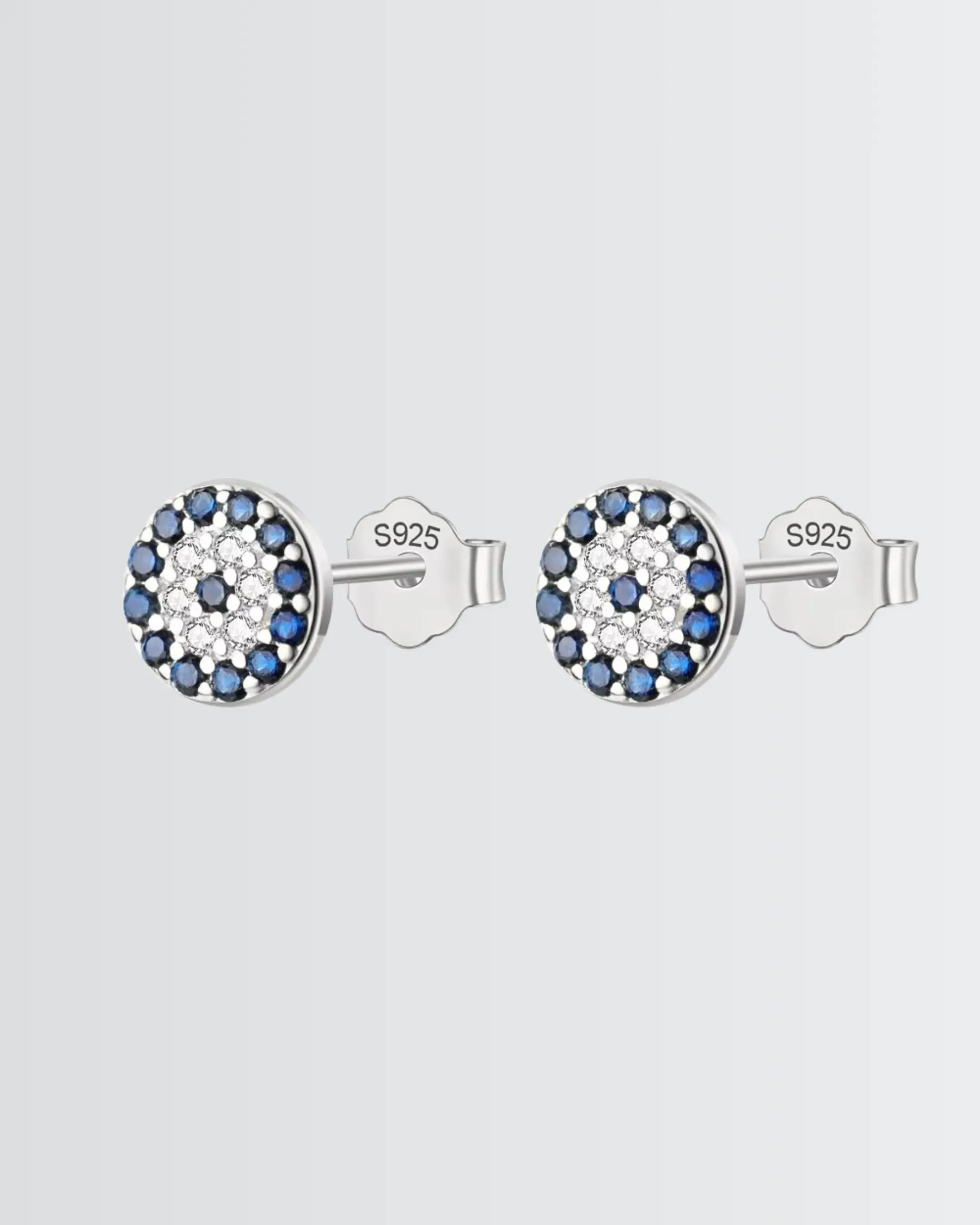 Mere Evil Eye Minimal Studs - Silver Earrings by BLINGLANE