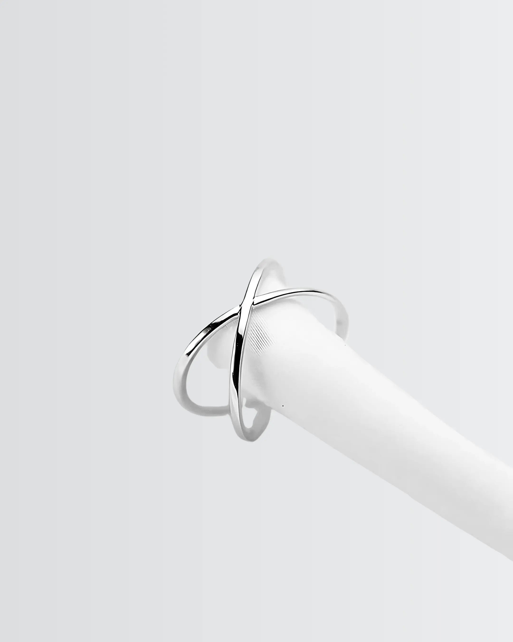 Minimal Crossways Ring - Silver Ring by BLINGLANE