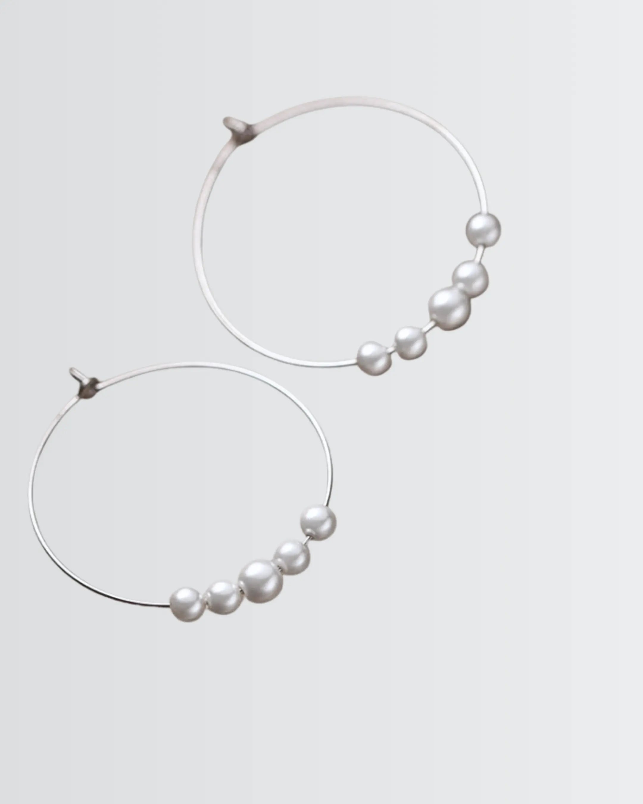 Minimal Pearl Hoops - Silver Earrings by BLINGLANE