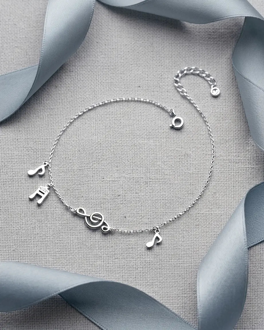 My Musical Notes Anklet - Silver Anklet by BLINGLANE