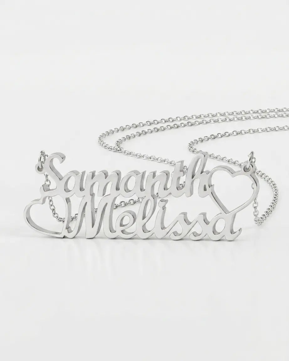 Personalize Couple Names & Hearts Necklace - Fashion Necklace by BLINGLANE