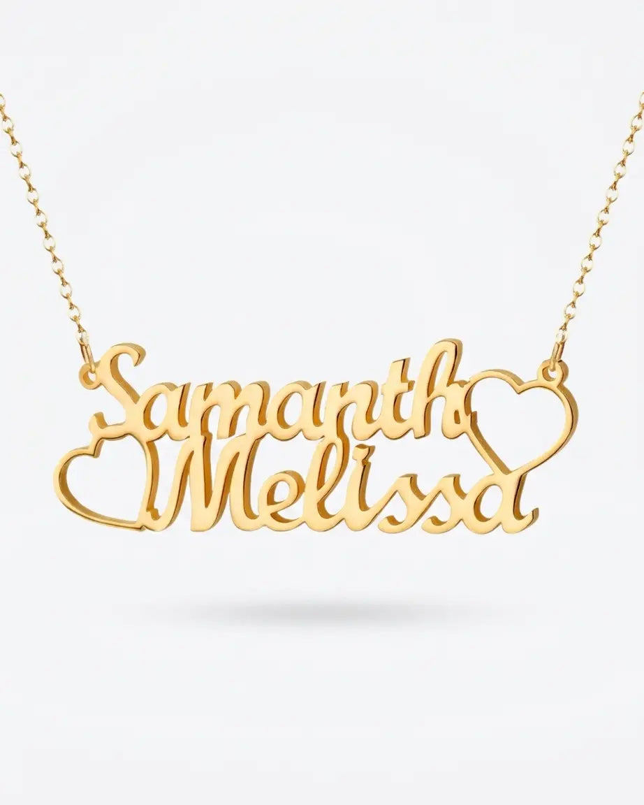 Personalize Couple Names & Hearts Necklace - Fashion Necklace by BLINGLANE