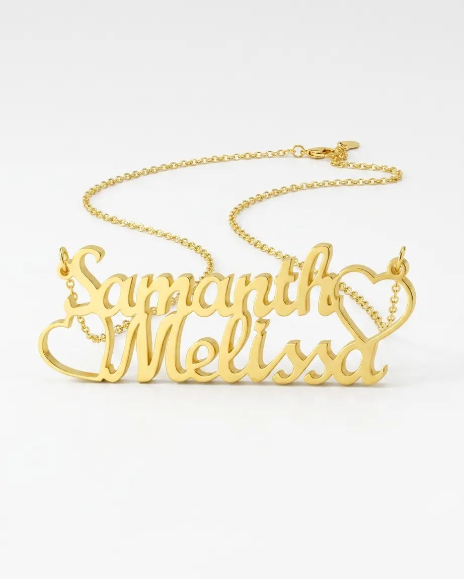 Personalize Couple Names & Hearts Necklace - Fashion Necklace by BLINGLANE