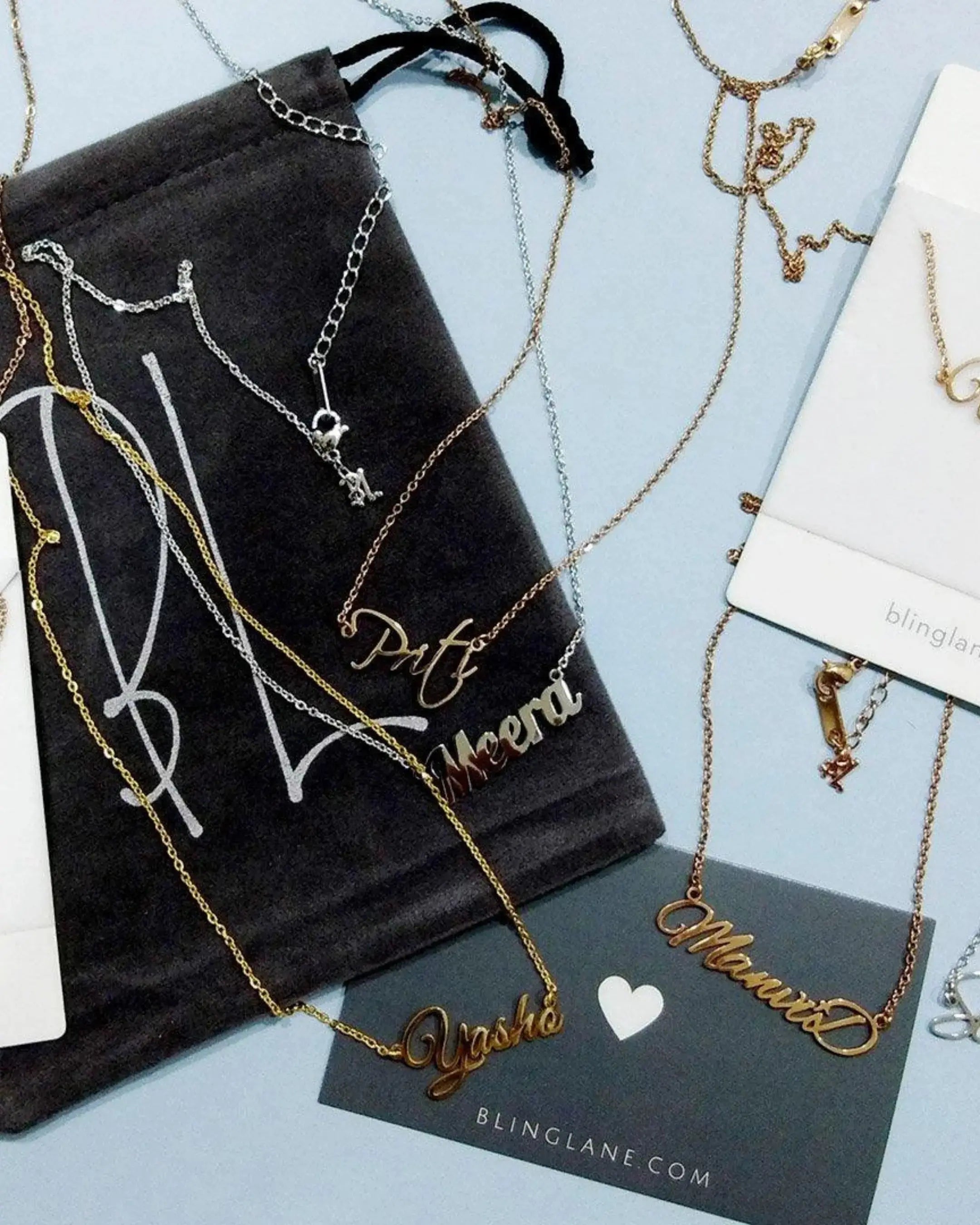 Personalize Couple Names & Hearts Necklace - Fashion Necklace by BLINGLANE