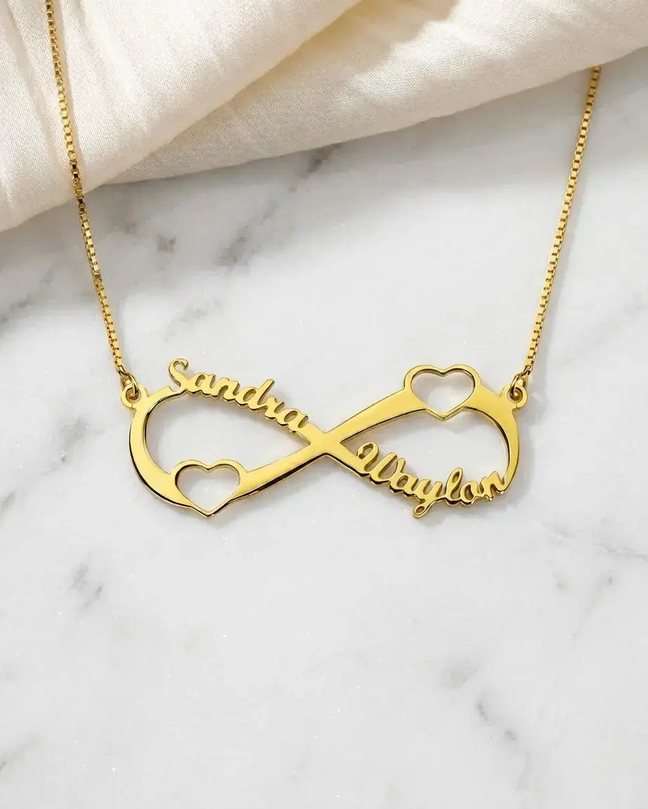Personalize Your Names Infinity Heart Necklace - Silver Necklace by BLINGLANE