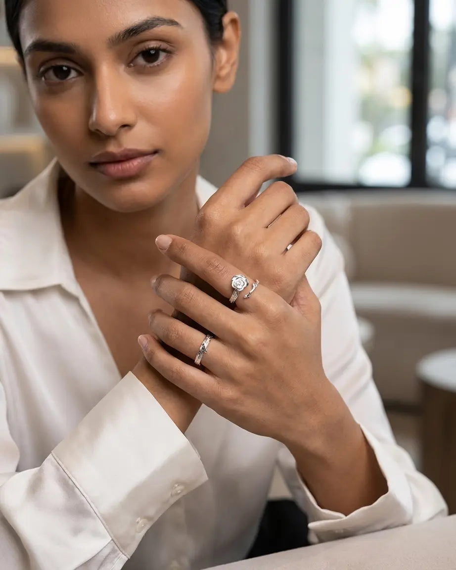 Petals Of Promise Forever Love Bands - Silver Ring by BLINGLANE