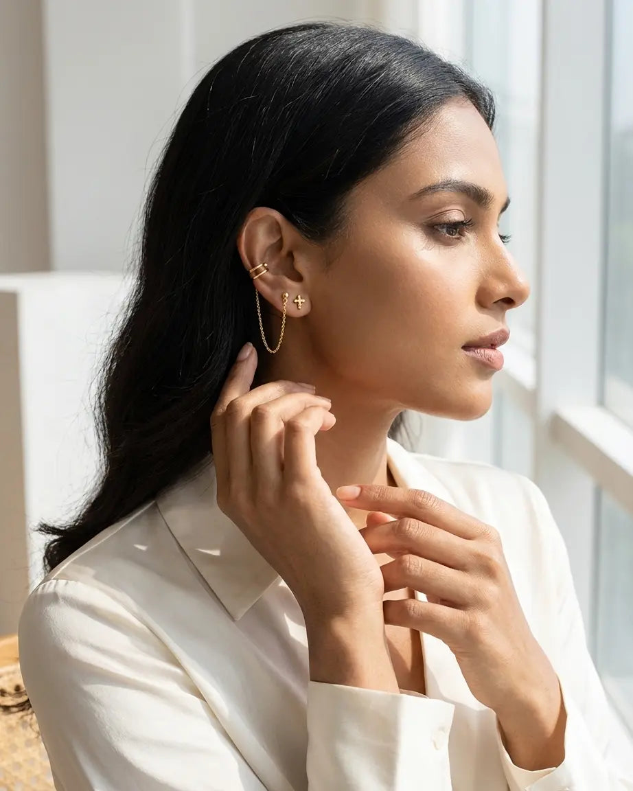 Polished Chic Cuff Earrings - Silver Earrings by BLINGLANE