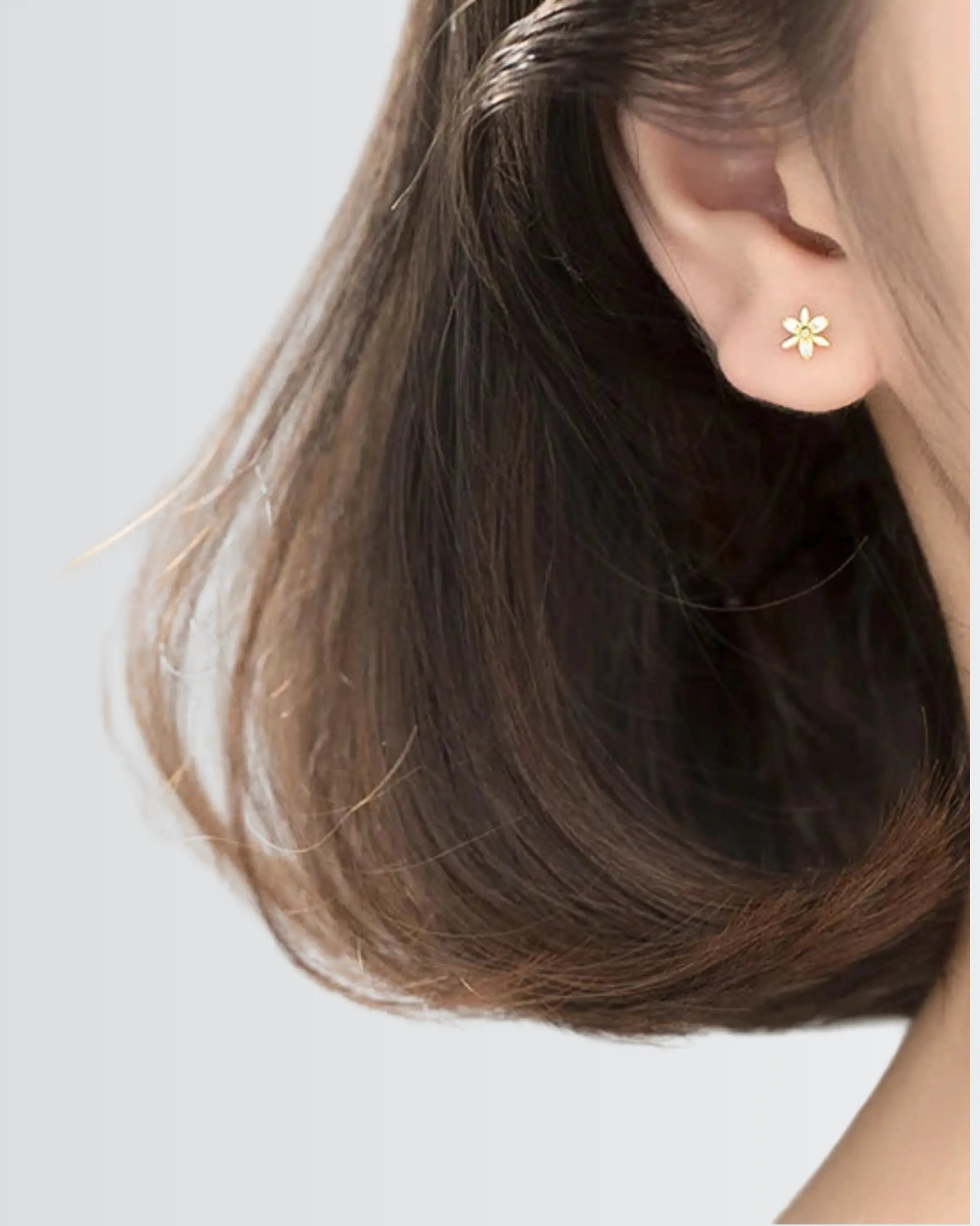 Pretty Petals Tiny Studs - Silver Earrings by BLINGLANE