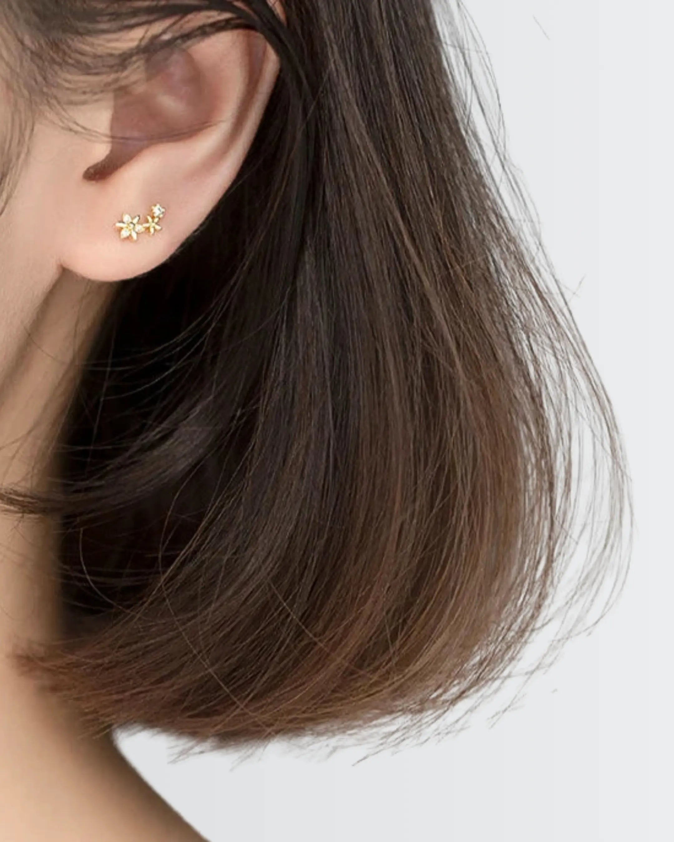 Pretty Petals Tiny Studs - Silver Earrings by BLINGLANE