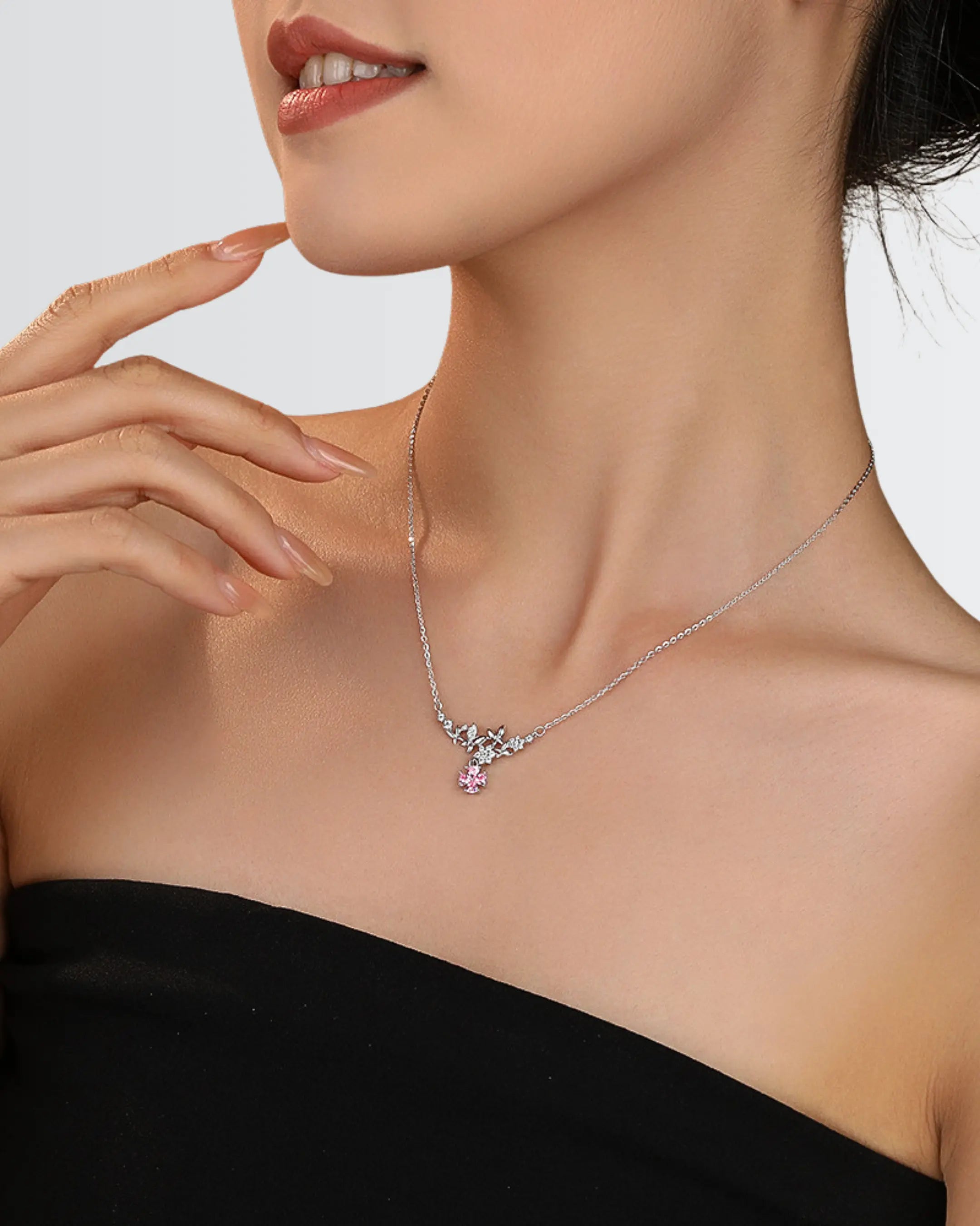 Rosy Radiance Elite Necklace - Silver Necklace by BLINGLANE