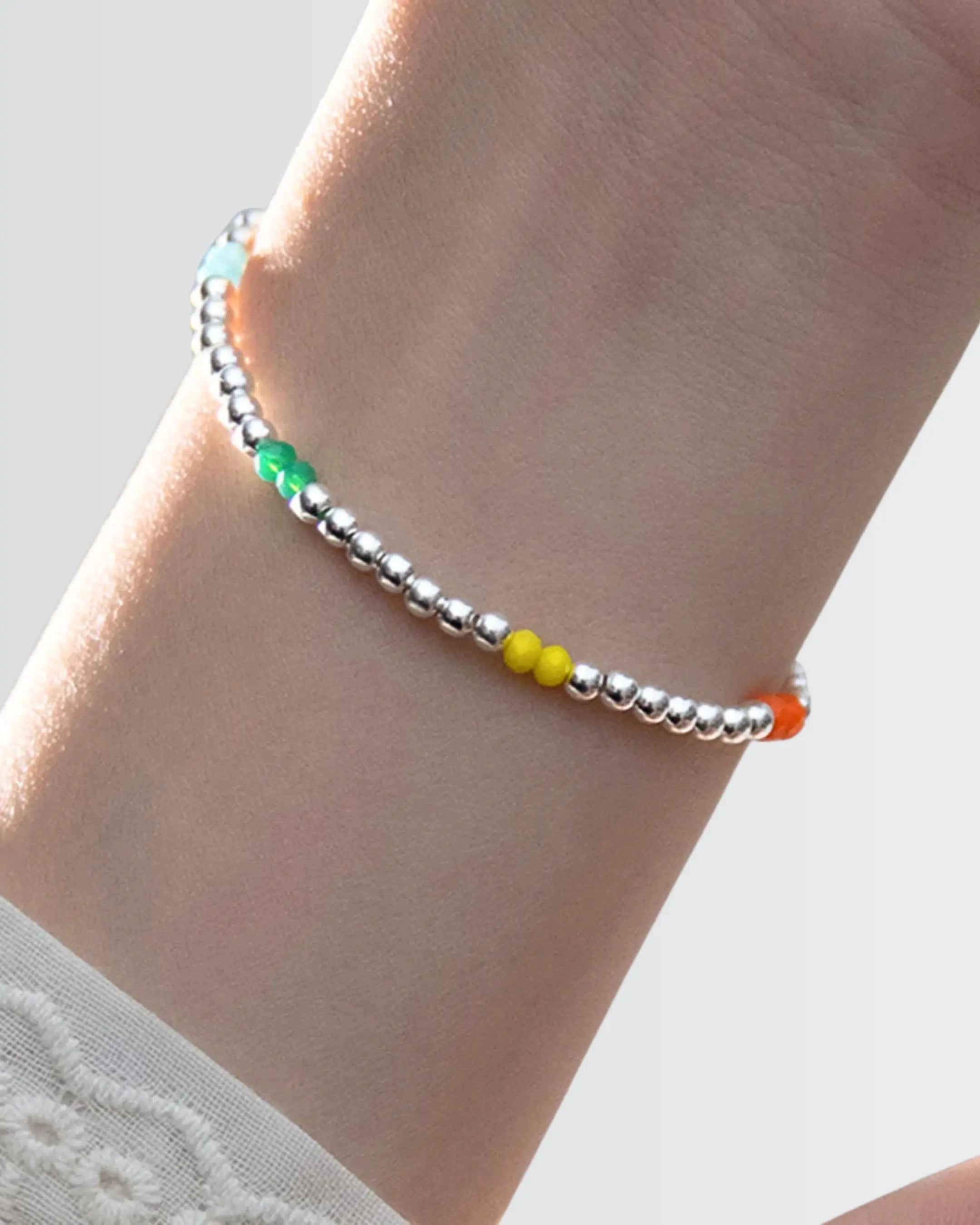 Silver Glow Beads Bracelet - Silver Bracelet by BLINGLANE