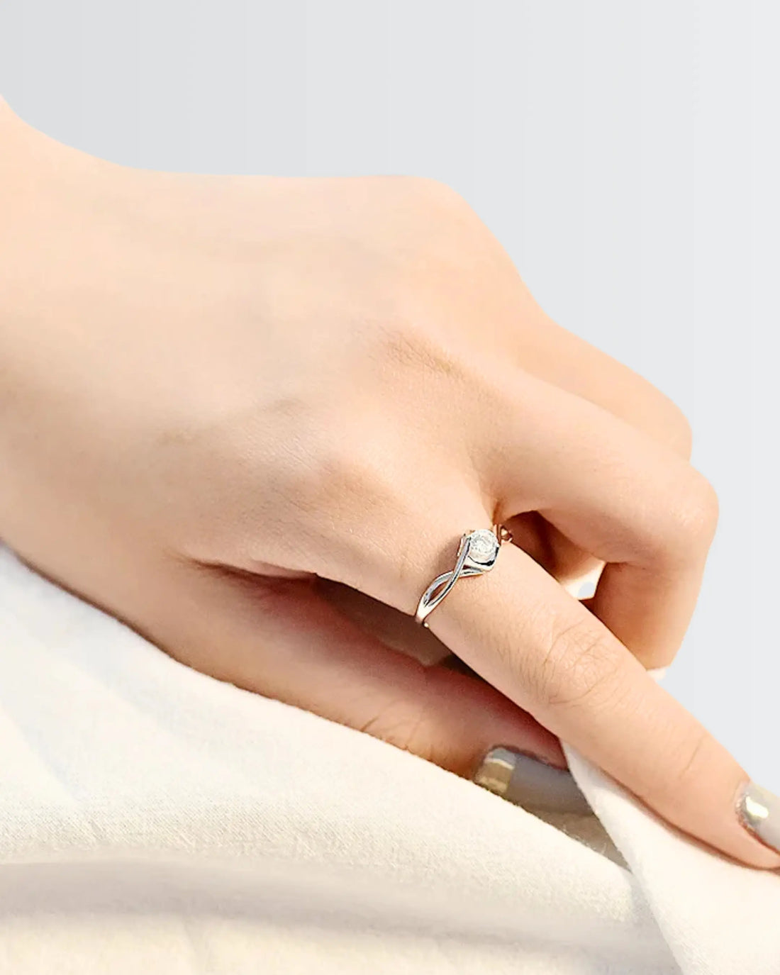 Simple Promise Solitaire Love Band - Silver Ring by BLINGLANE