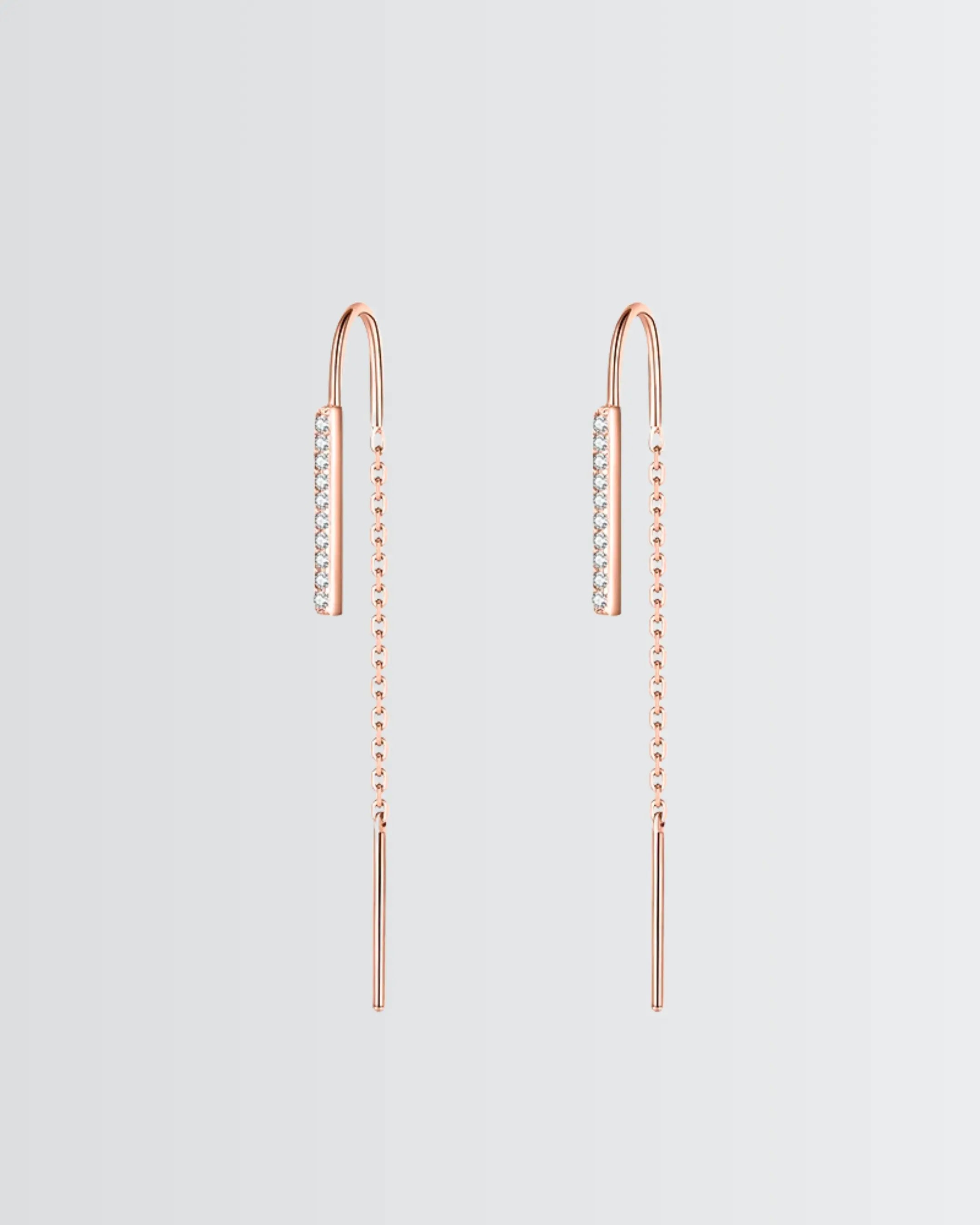 Sleek Bar Threader Earrings - Silver Earrings by BLINGLANE