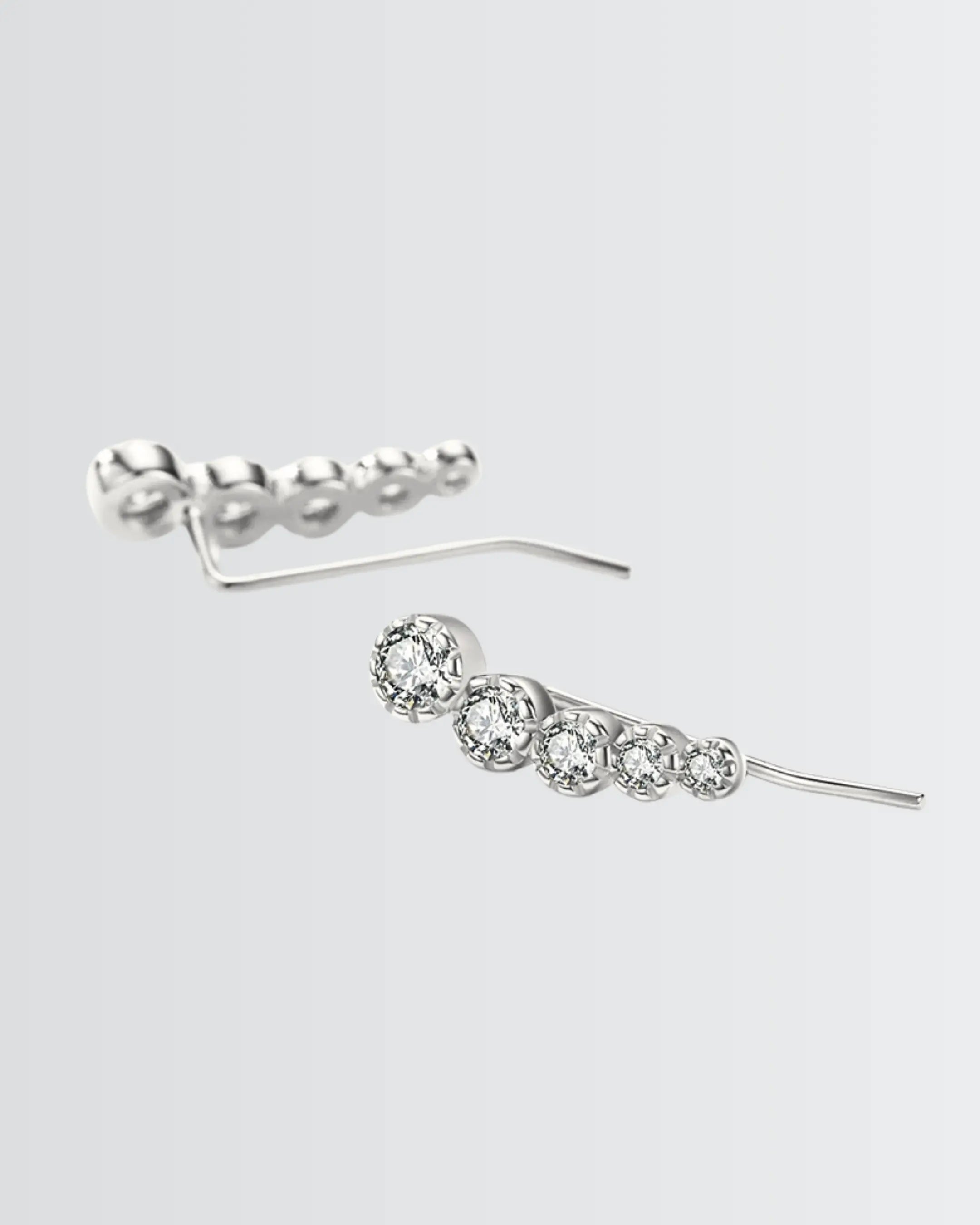 Solitaire Sweep Ear Climbers - Silver Earrings by BLINGLANE