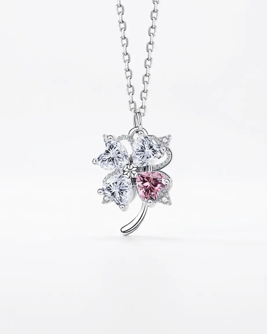 Spin & Shine Clover Necklace - Silver Necklace by BLINGLANE
