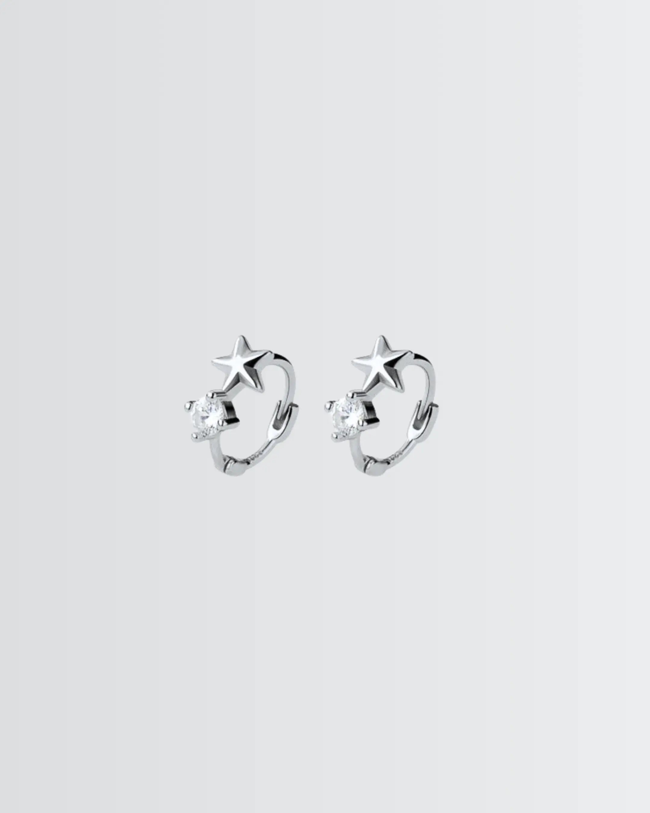 Starry Shine Mini Hoops - Silver Earrings by BLINGLANE