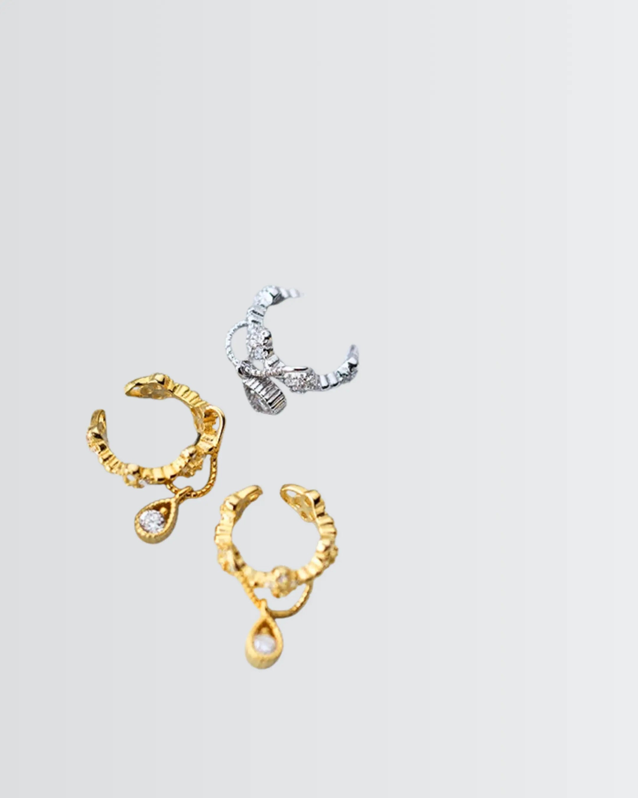 Tiny Twinkle Ear Cuffs - Silver Earrings by BLINGLANE