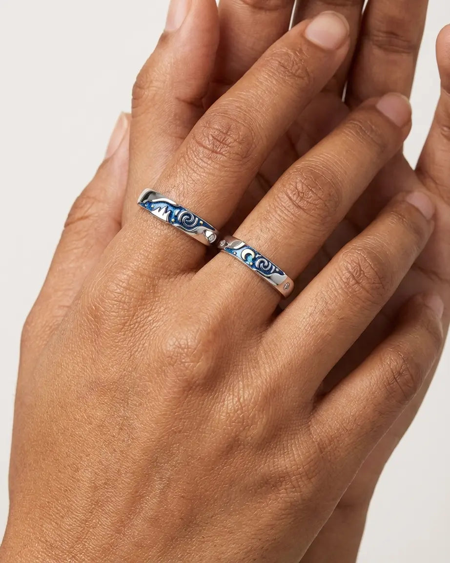 Together Under the Moon Love Bands - Silver Ring by BLINGLANE