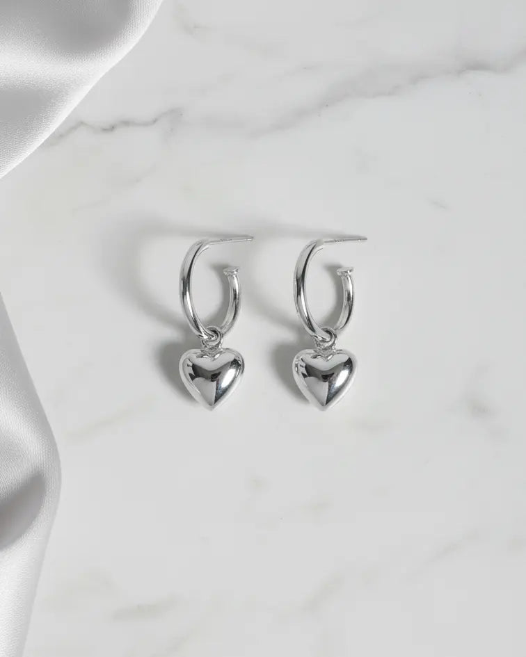 Too Bold To Break Heart Earrings - Silver Earrings by BLINGLANE