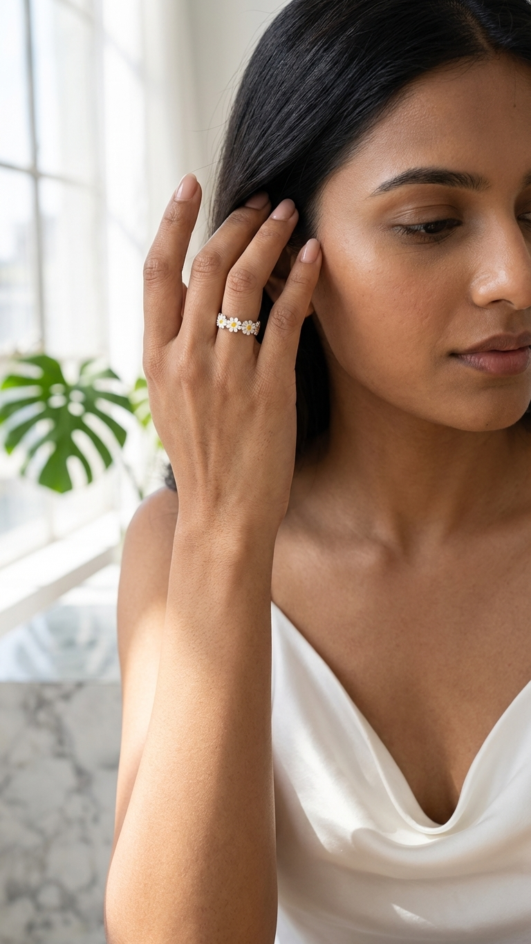 El anillo de la margarita floreciente