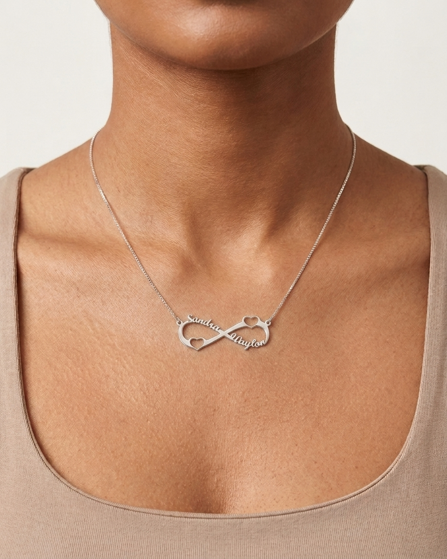 Personalize Your Names Infinity Heart Necklace - jewellery by BLINGLANE
